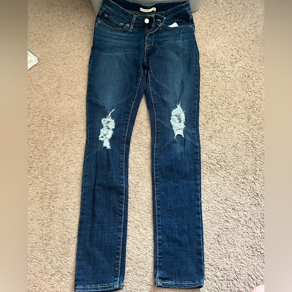 Levi’s 711 Skinny Distressed Dark Wash Jeans